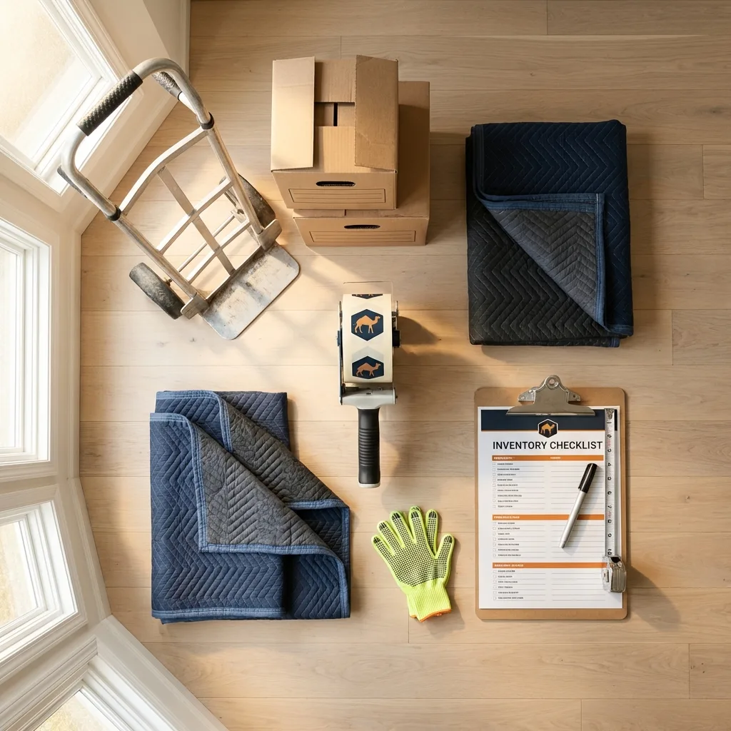 Professional moving supplies and packing materials layout for Carbon Hill residential relocations